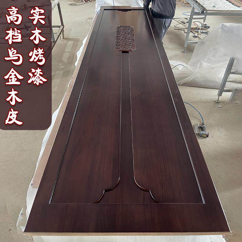 定制实木烤漆护墙板电视背景墙乌金木皮沙发床头格栅新中式影视墙