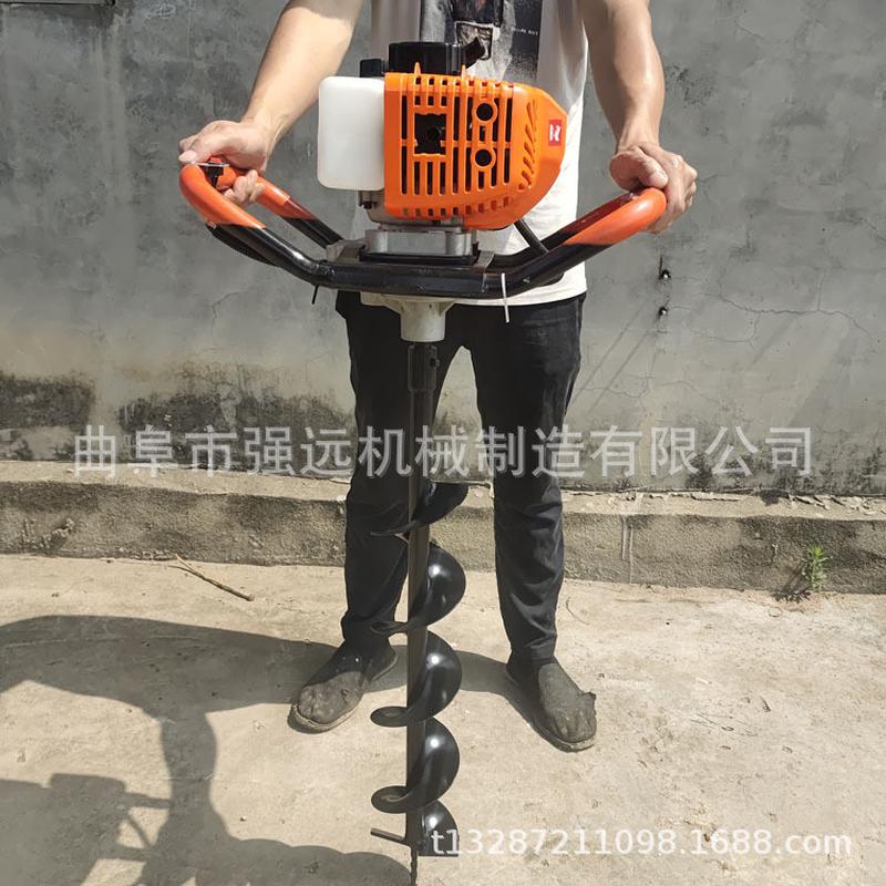 热销螺旋地钻钻窝机机施肥汽油打坑机单人独轮手推挖坑果树