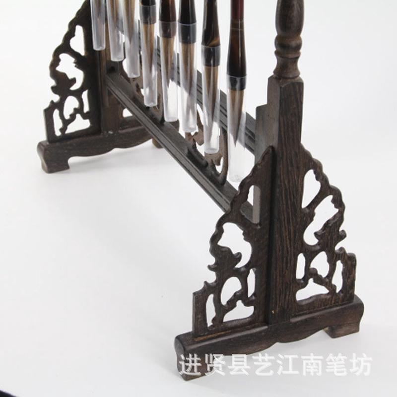 毛笔挂架大号毛笔挂笔架木质山笔架子鸡翅木16挂