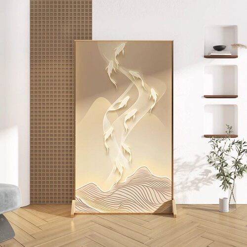 n~北欧屏风隔断客厅九鱼图进门简约现代轻奢铝合金遮挡家用卧室座