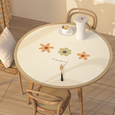 W1TR小圆桌桌布防水防油防烫免洗皮革桌垫茶几防滑垫布圆形餐桌垫