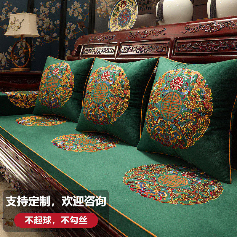 中式红木沙发坐垫防滑木质罗汉床五件套垫子沙发垫套实木家具秋冬