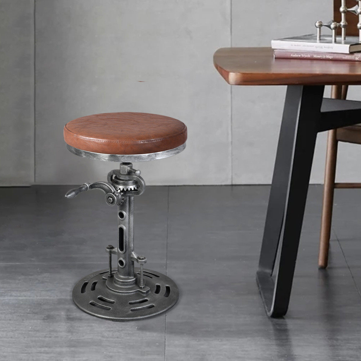 工业风手摇铸铁升降吧台椅前台椅民宿咖啡厅实木吧凳椅子,商业/办公家具,酒吧椅,淘宝优惠券,粉丝福利购,淘宝优惠卷
