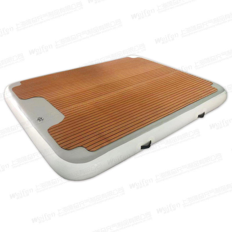 木纹防滑充气水上浮床多人休闲娱乐浮排浮桥游艇海上漂浮浮台魔毯