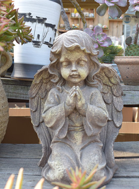 美式乡村装饰品花园庭院园林景观树脂天使摆件雕塑店铺客厅复古