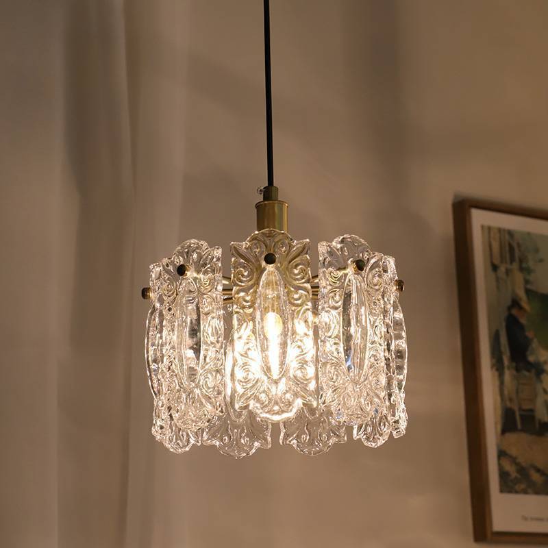 美式法式复古卧室客厅雕刻祥云玻璃吊灯轻奢手工餐厅灯具