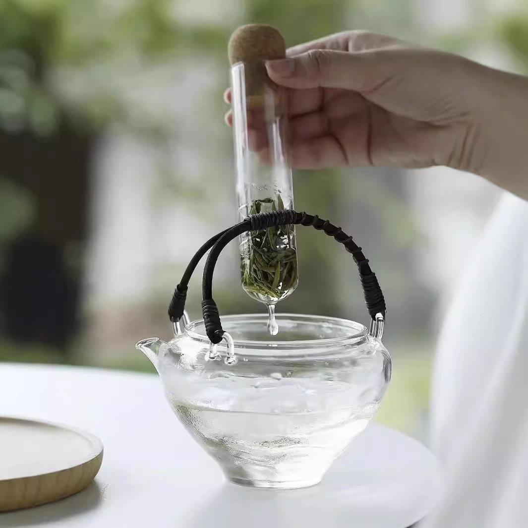 耐冷热玻璃茶壶试管冷泡壶围炉冰茶冷萃壶绿茶专用小提梁壶果茶壶