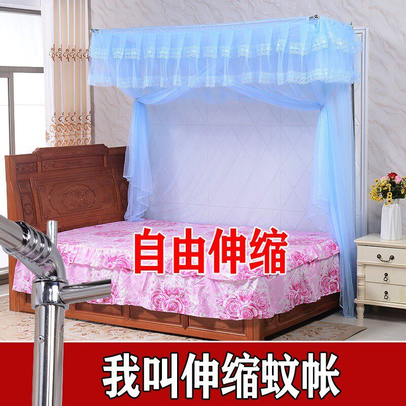 方形加粗单门三加厚简约床伸缩蚊帐82米不锈钢5m通用蚊帐1支架杆