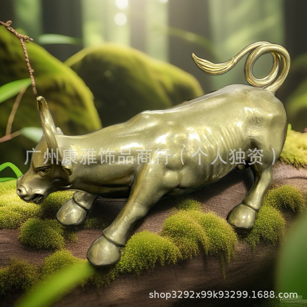 热销创意家居漆器厂家摆件牛气冲天金属华尔街模型实心装饰品