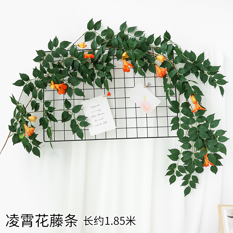 凌霄花藤条假树叶子室内吊顶装饰塑料调水管道空绿植缠绕遮挡