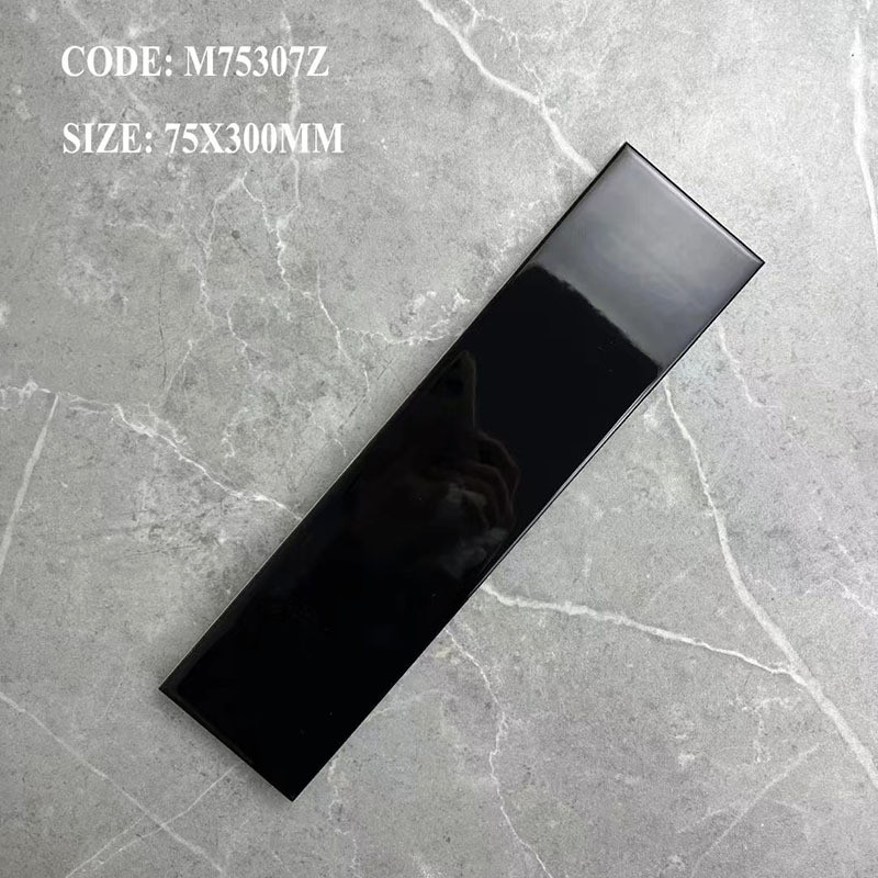 彩色长条瓷片75x300北欧厨房斜边面包砖酒红卫生间墙砖橄榄绿瓷砖