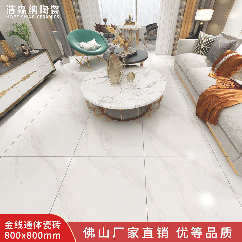 柔光描金肌肤釉通体大理石瓷砖800x800客厅地砖防滑耐磨地板砖