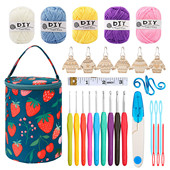 毛线diy编织钩针套装 tpr软柄针手工编织勾针水桶套工具收纳包
