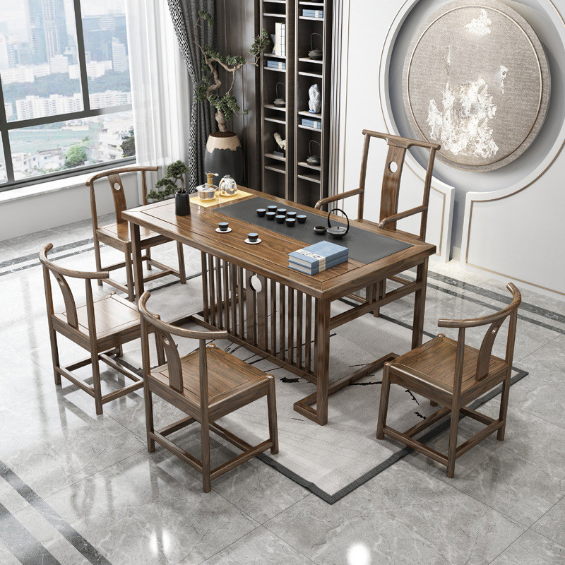 实木茶桌椅组合新中式禅意台办公室家用一体阳台泡茶桌功夫茶茶几