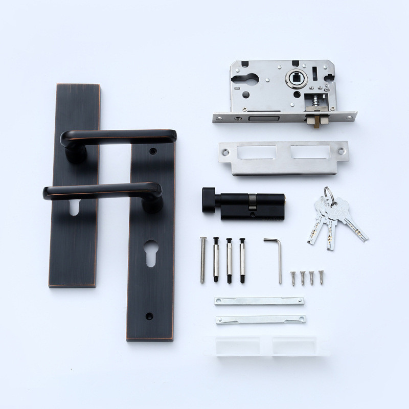 静音执手锁具室内卧室现代简约耐用型房间木门锁面板孔距180mm