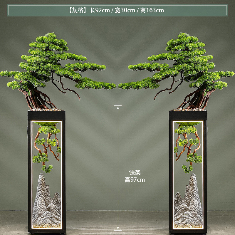 绿植假树仿真迎客松大型落地摆件茶室会所办公室客厅罗汉松装饰