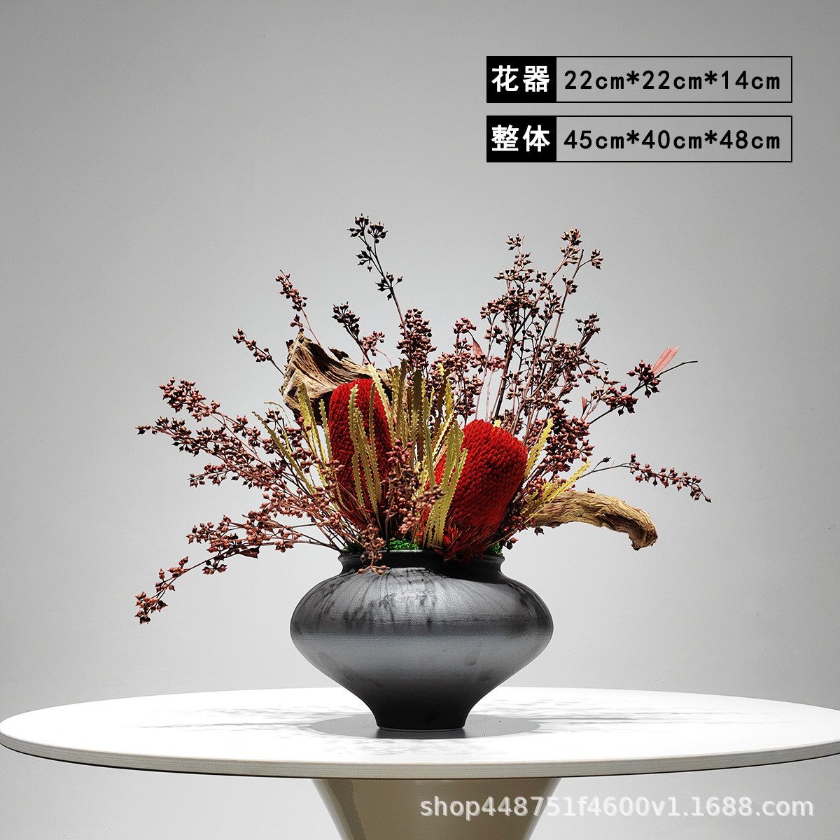 花样餐桌摆新中式板房茶室干花假花摆设饭店家具桌面仿真花艺摆件