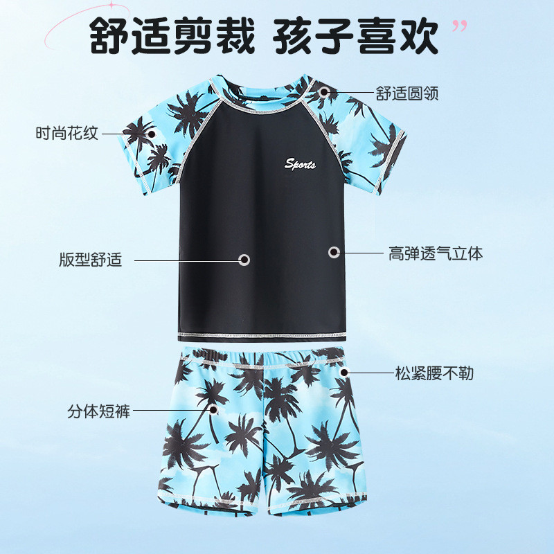 儿童泳衣男童中大童分体2025新款男孩游衣泳裤防晒游泳温泉套装