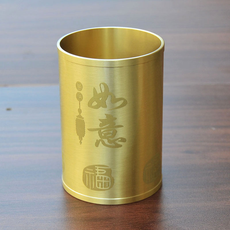 黄铜笔筒桌面收纳筒办公筒茶笔筒古风中国风学习用品桌面收纳摆件,文具电教/文化用品/商务用品,笔筒,淘宝优惠券,粉丝福利购,淘宝优惠卷