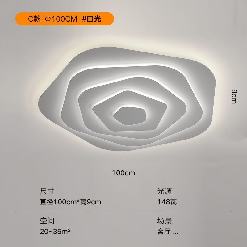 北欧极简卧室灯吸顶灯现代简约超薄水波纹房间主卧灯具奶油风