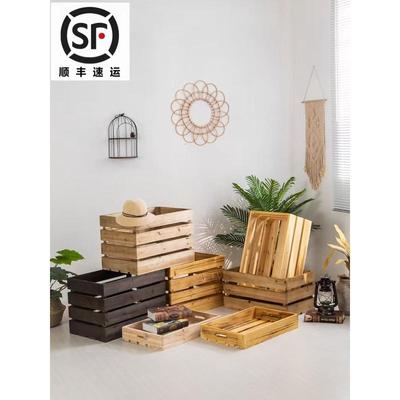 木箱木框箱收纳木条箱超市陈列展示复古木框装饰木箱子长方形定制