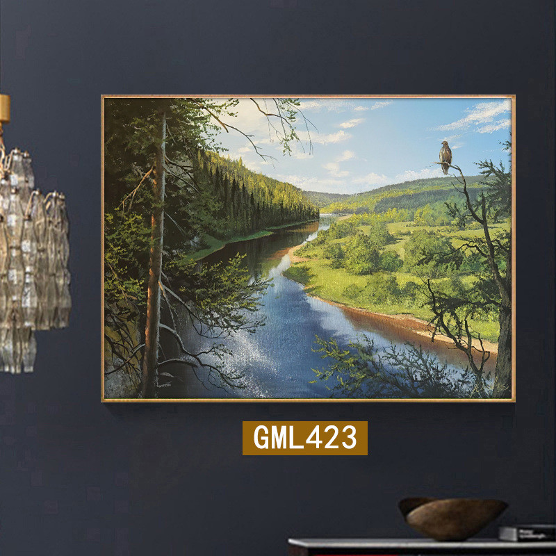 世界名画树木森林自然风景装饰画餐厅油画客厅光影玄关走廊挂画图片