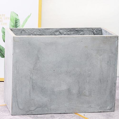 创意水泥花盆长方形镁泥北欧风大号户外庭院阳台客厅落地马槽花盆