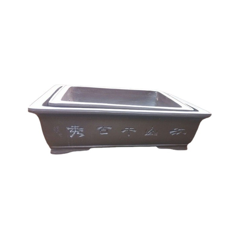 复古批发宜兴紫砂长方花盆50公分紫砂盆景陶盆简约厂家中式盆