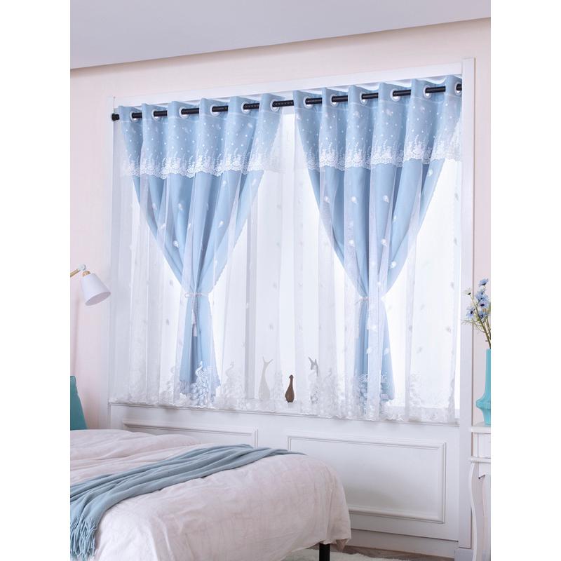 6b76窗帘免打孔安装2022新款卧室遮光布客厅款小孩儿童房粉色少女