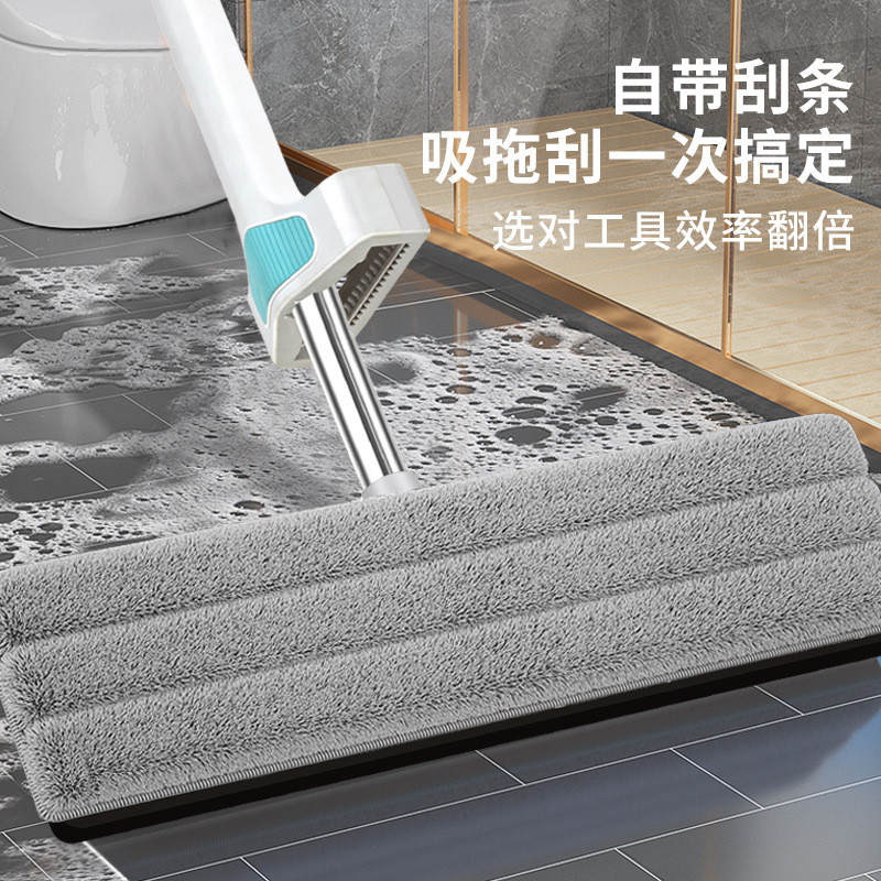 家用免手洗平板拖把45cm双拖把带大号刮刀一拖净懒人拖把厂家批发