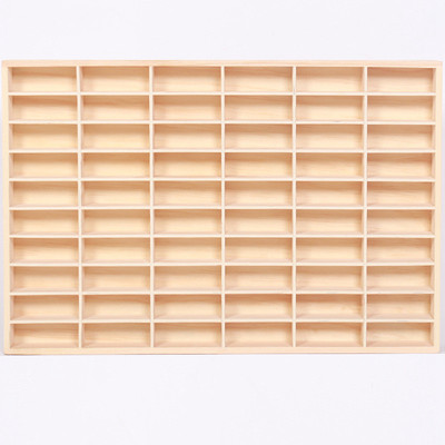 多美卡收纳盒60格有盖风火轮火辣小跑车火柴盒木质多格桌面收纳盒