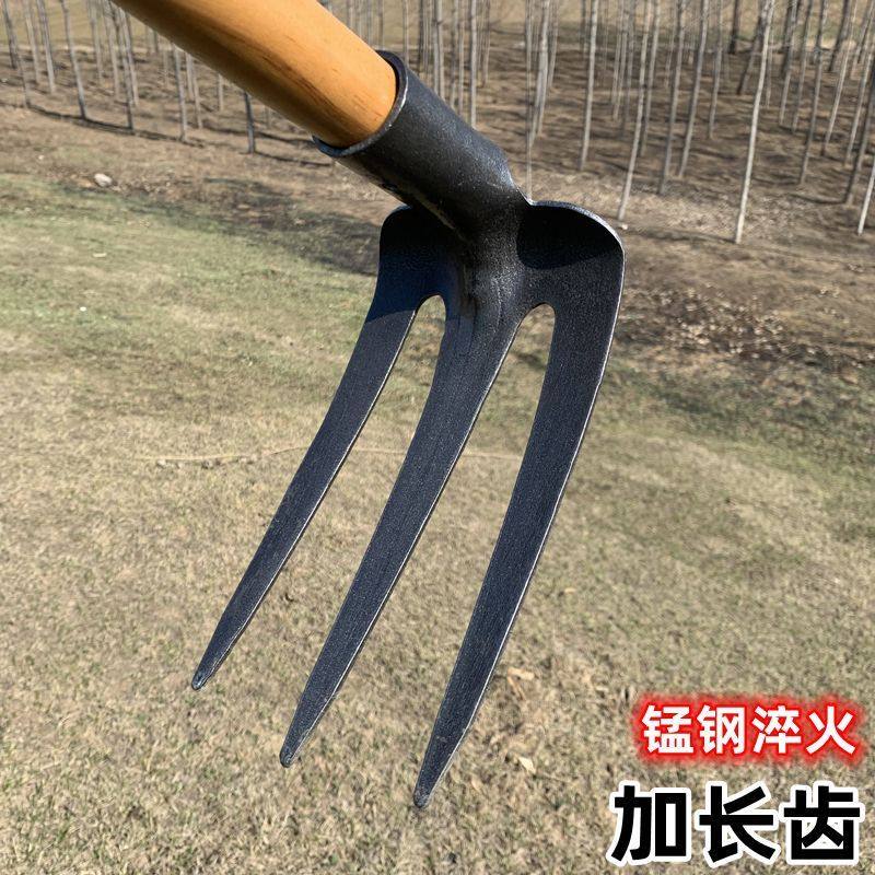 三齿耙子全钢加长齿三齿钢耙子农用翻土搂草耙子一体三齿锄头锰钢_虎窝淘
