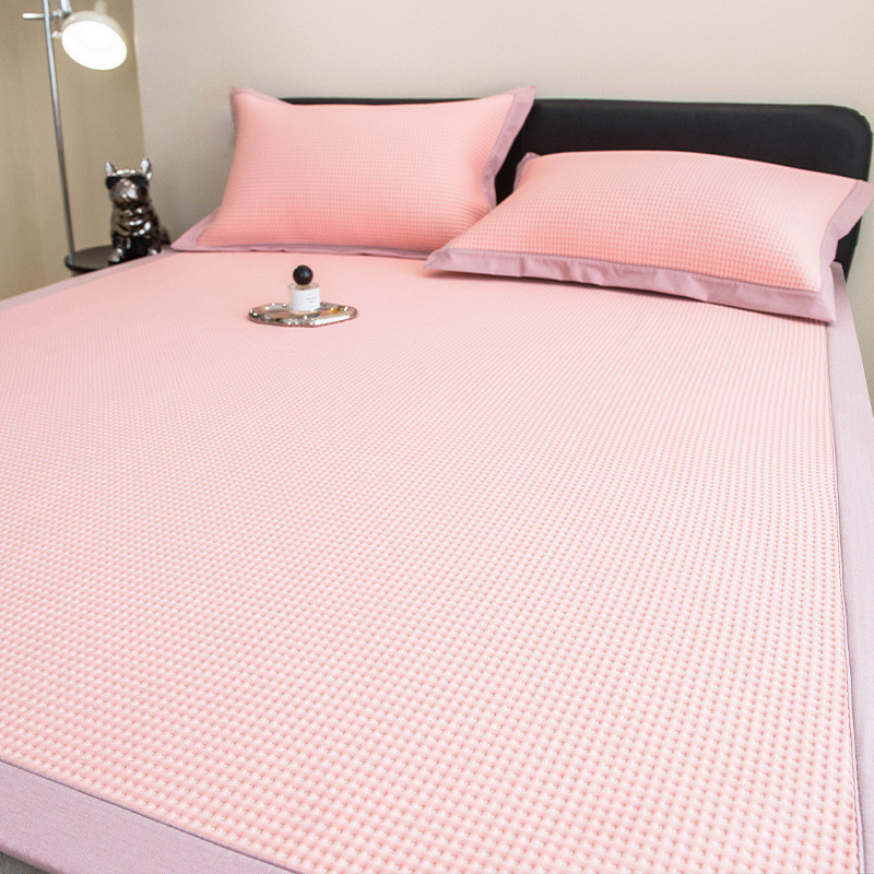 vhm7空2023新款夏季华夫格豆豆冰丝凉席三件套可机洗水洗家用批发