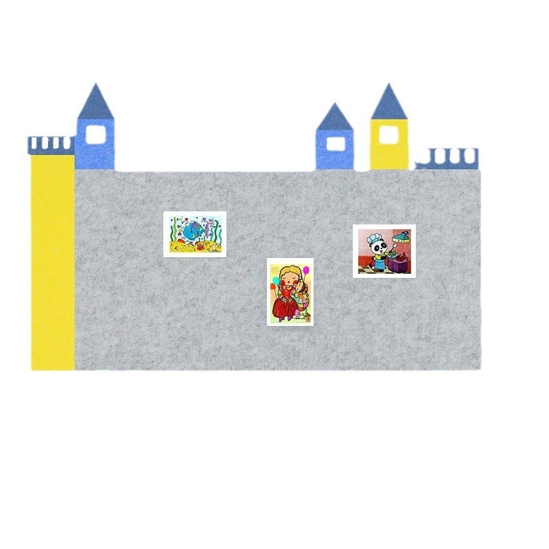创意墙卡通城堡墙贴幼儿园作品展示毛毡板照片背景墙软木告示板