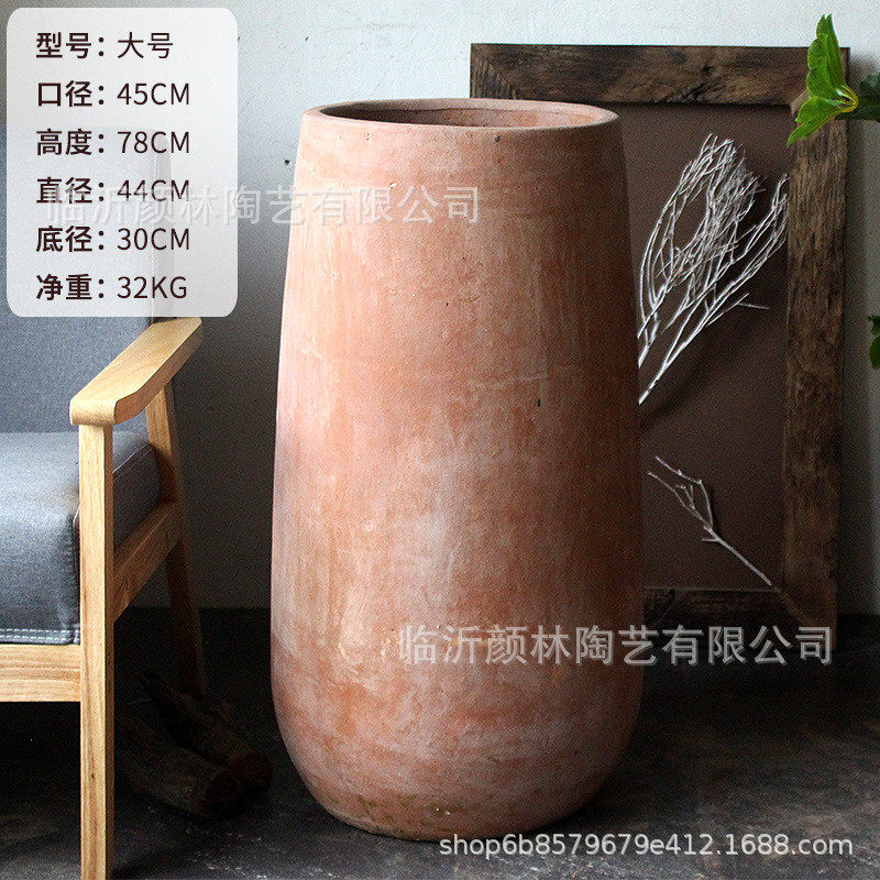田园砖落地红陶新工艺敞口花盆色大码组合花盆景观园艺深盆泥瓦盆