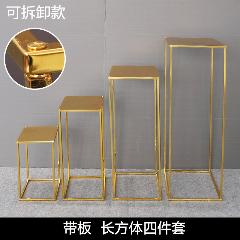 婚庆铁艺路引方框花球架子金色结婚道具花柱婚礼布置装饰摆件新款