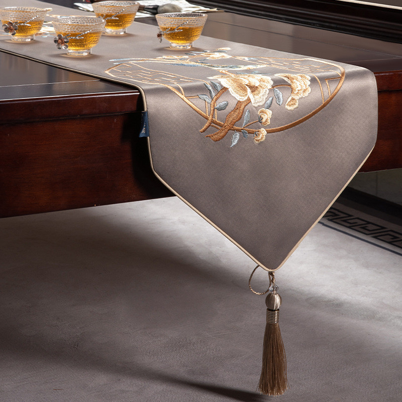 垫布禅意桌旗中国风棉麻防水茶席茶桌新中式长条茶几桌布茶台布艺