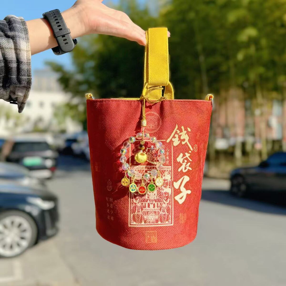 新款杭州年2025蛇年帆布包招财红色新蛇钱袋子贺岁包挂件挂饰暴富