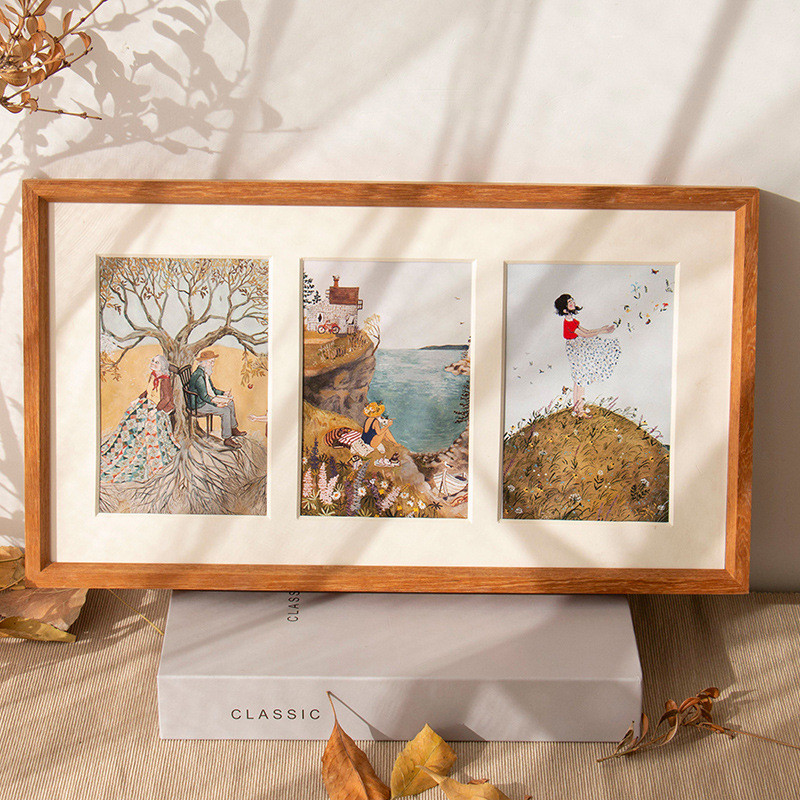 实木组合洗照片多孔相框摆台三连框画框相架榫卯创意婚纱相框摆台