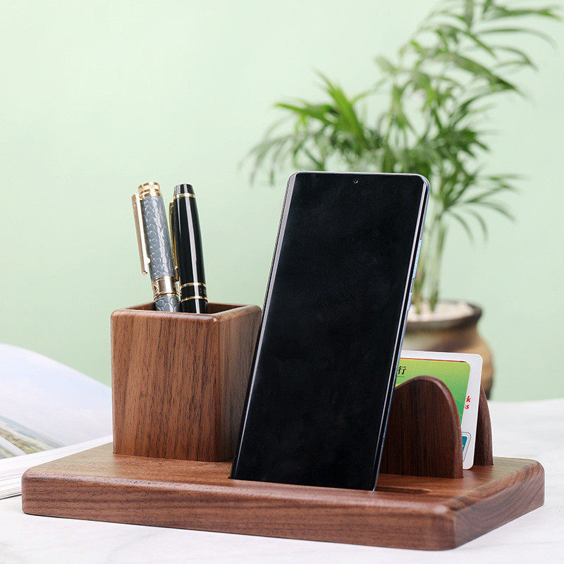 黑胡桃实木质笔筒收纳盒办公室书房桌面摆件刻字LOO支架名片盒,标准件/零部件/工业耗材,车间地垫,淘宝优惠券,粉丝福利购,淘宝优惠卷