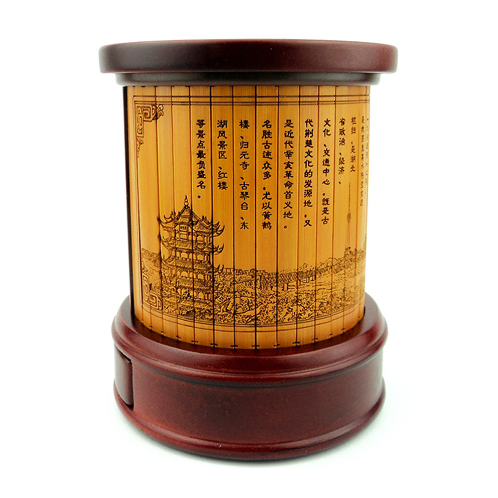 可旋转笔筒创意印章笔筒木质文创产品工艺品旅游景区学校纪念礼品