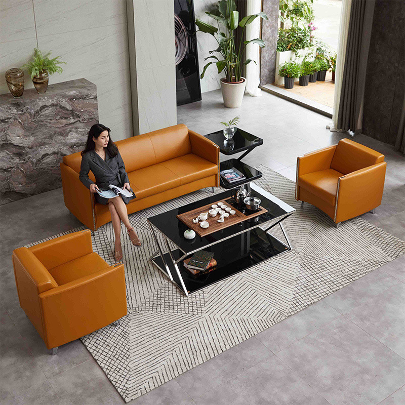 办公室沙发茶几组合套装简约现代接待休息区会客办公沙发商务洽谈
