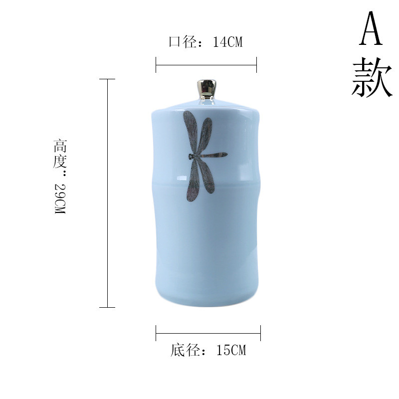 新中式创意陶瓷盖罐摆件售楼处样板房客厅玄关茶室陶瓷花瓶软装
