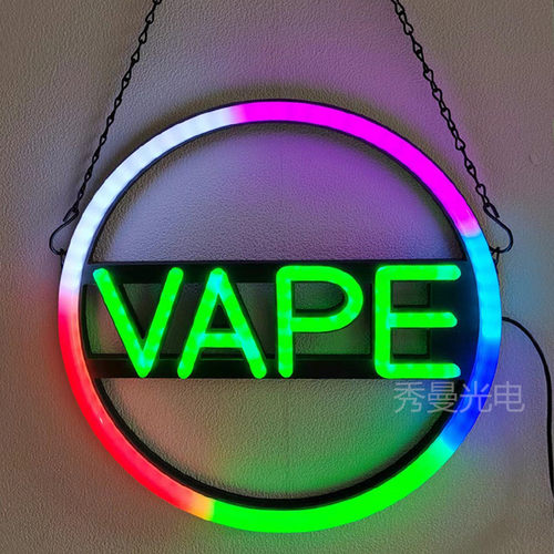 热销vapesignvape全彩霓虹灯广告牌vape炫彩灯闪烁遥控多种牌模式