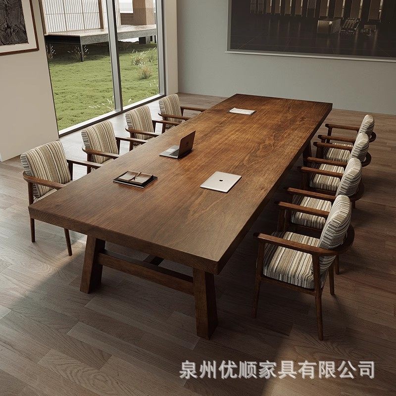 实木会议桌长桌简约现代长条大板桌子公司职员洽谈桌椅组合办公桌,商业/办公家具,会议桌,淘宝优惠券,粉丝福利购,淘宝优惠卷