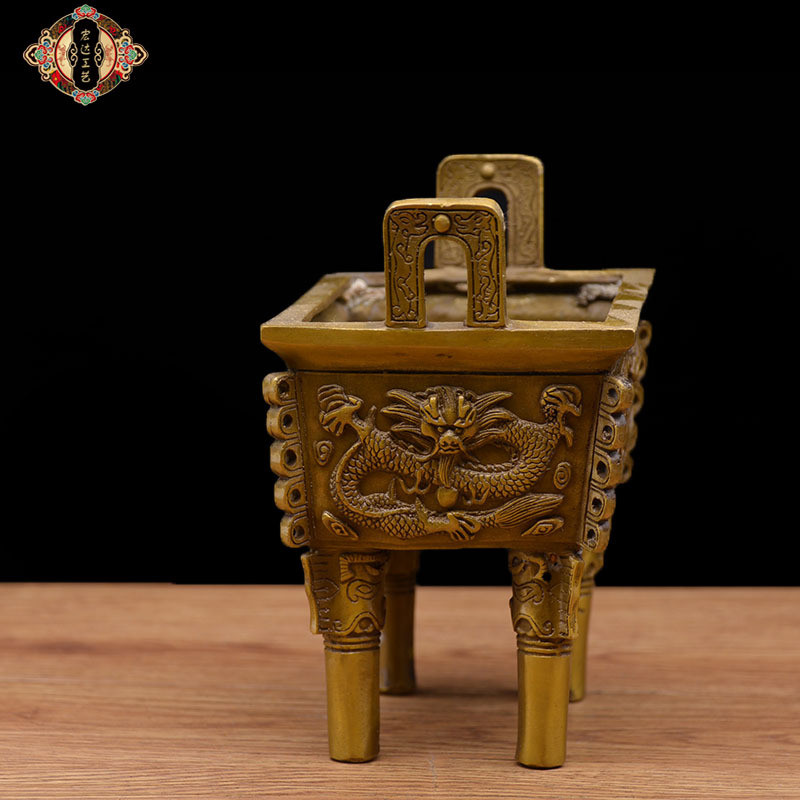 宏达铜器摆件仿古纯铜二龙戏珠铜鼎吉祥礼品批发