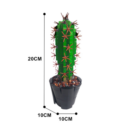 仙人掌盆栽积木玩具MOC-118883沙漠植物桌面摆件小颗粒积木拼装