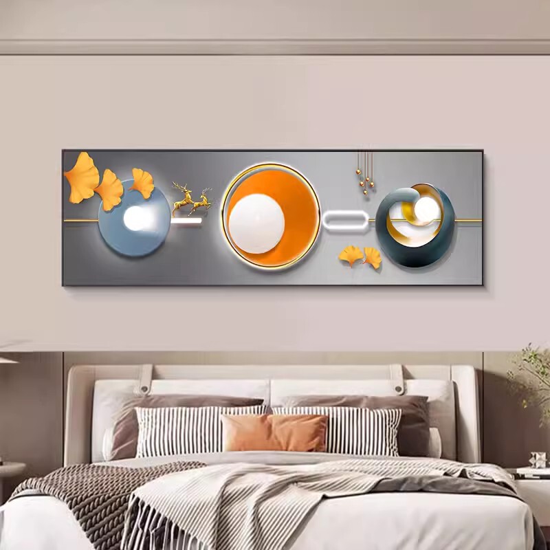 床头挂画轻奢卧室装饰画酒店温馨羽毛现代简约宾馆主卧背景墙壁画