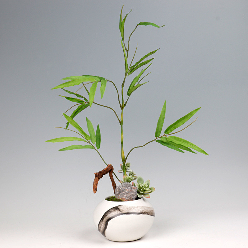 新中式仿真花摆件室内软装陶瓷盆景新款客厅茶具玄关家居软装饰品
