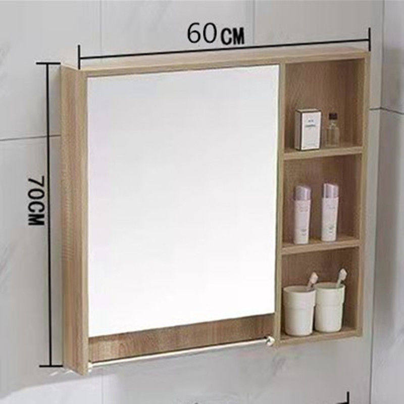 Ps实木防水卫生间镜柜浴室镜子挂墙式洗手间梳妆镜置物架镜厕所壁